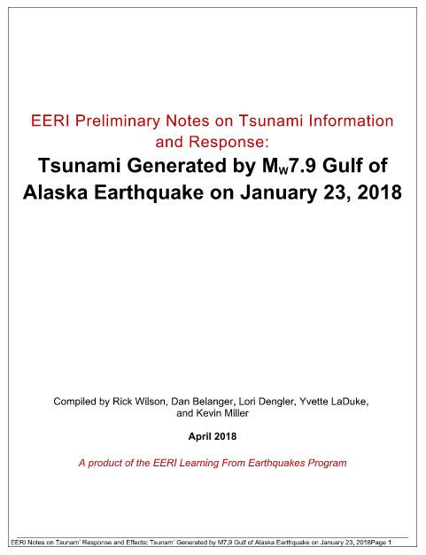 Tsunami Report Cover